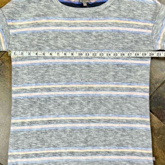 T by Talbots Women’s Stripes 3/4 Sleeve Button up Back Top Medium - Picture 5 of 11